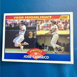 1988 Score Jose Canseco Baseball Card
